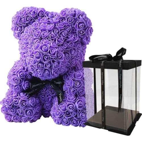 LED Light Rose Foam Teddy Bear Valentines Gift Artificial Flowers Foam Bear with Love Heart Wedding Decorations Love Rose Bear