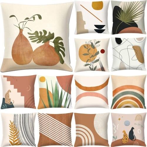 Geometric Leaf Flower Cat Desgin Cushion Cover Pillow Case Car Home Sofa Decor