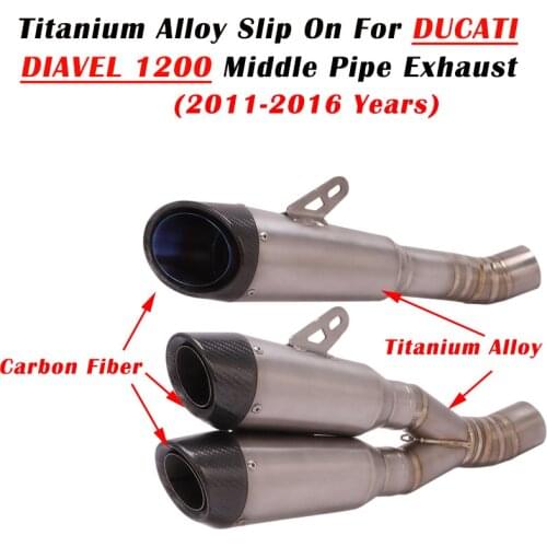 Titanium Alloy Slip On For Ducati DIAVEL 1200 20112016 Years Motorcycle GP Exhaust Escape Modify Link Pipe Muffler Carbon Fiber