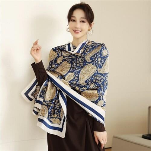 Muslim Print 180*90cm Scarf Women Luxury Silk Headscarves Shawl Wrap Hijab Female Autumn Spring Warm Bandana Foulard 2021 New