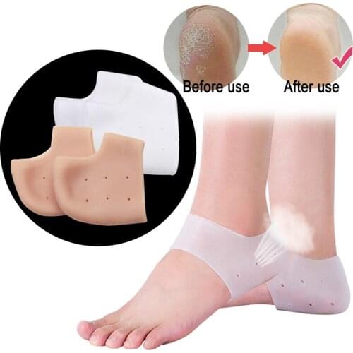 1pair=2pcs feet care socks Silicone Moisturizing Gel Heel Socks Cracked Foot Skin Care Protectors anti cracking