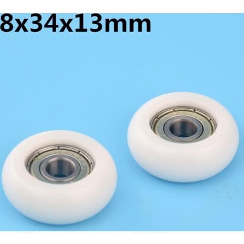 1Pcs 8x34x13 mm Nylon Plastic Wheel With Bearings European standard 3030 aluminum track Wheel POM bearing