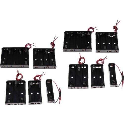 10x Plastic Battery Holder Box Storage Case Set with Wire for AA battery