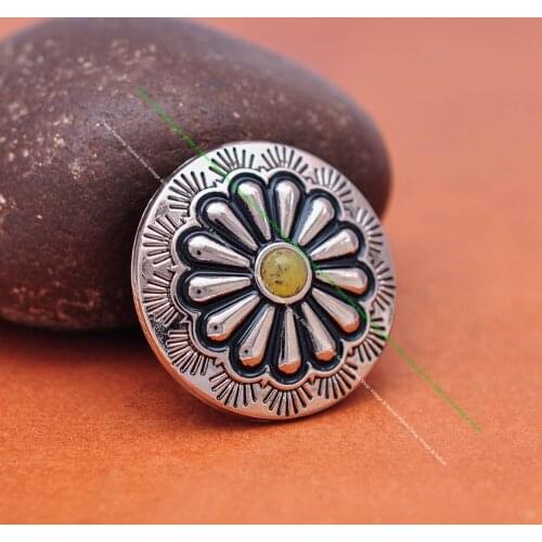 10X Southeast Silver Flower Beige Turquoise Leathercraft Luggage Bag Hardware Hair Accessories Sewing Shank Button Concho