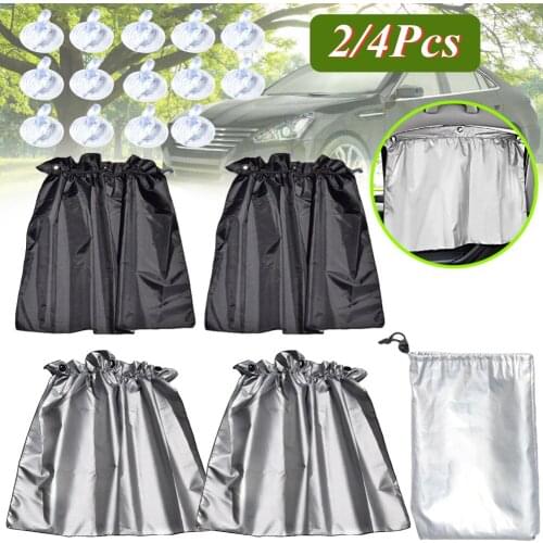 2/4Pcs Automotive UV Protection Sunshade Suction Cup Fixed Car with Sunshade Silver Coated Double-sided Sunscreen Car Curtain