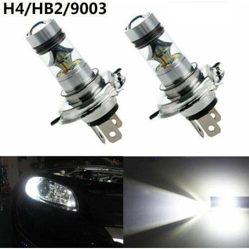 2PCS H4 100W 20LED Bulb Hi/Lo Beam HID 6000K White Motorcycle Headlight High Power