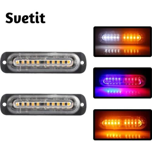 2Pcs 12V 24V Stroboscopes For Car Police Light Red Blue Orange Flashing Light Emergency Warning Signal Lamps Motorcycle Flasher