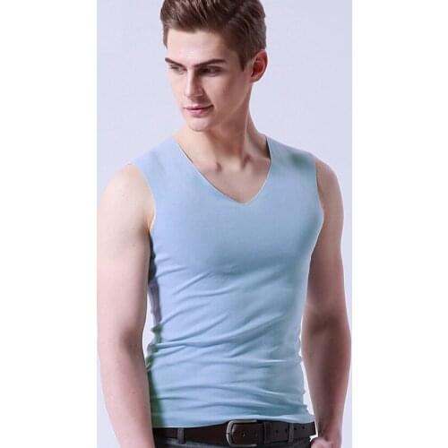 2psc Random Seamless High Elasticity Close-fitting One-piece Ice Silk Sport Men Vest Latest Version V-neck Absorb Sweat Tank Top