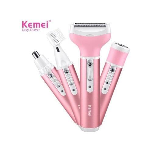 4 in1 Wet Dry Epilator Women Shaver Mini Hair Removal Epilator Electric Nose Ear Trimmer Bikini Underarm Painless Shaver