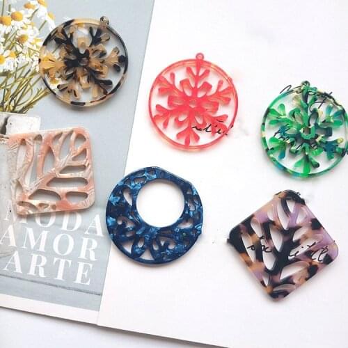 6pcs Acrylic Snowflake Charms for Earring Jewelry Handmade Earrings Square Acetic Acid Pendant DIY Accessories