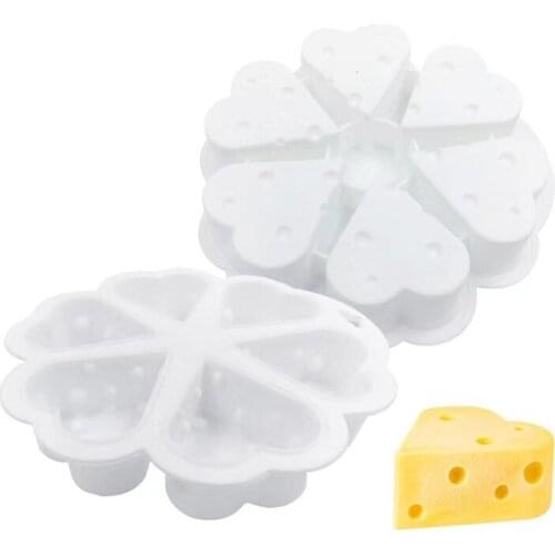 6PCS Love Cheese Shape Candle Silicone Soap Making Mold Chocolate Chiffon Mousse Cake Decorating Fondant Food Grade Baking Tool