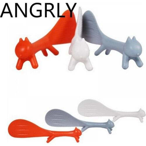 ANGRLY Arrival Non Stick Rice Cartoon Kitchen Spoons Lovely Squirrel Spoon Soup Tableware Dinnerware Cooking Tools Candy Flowers