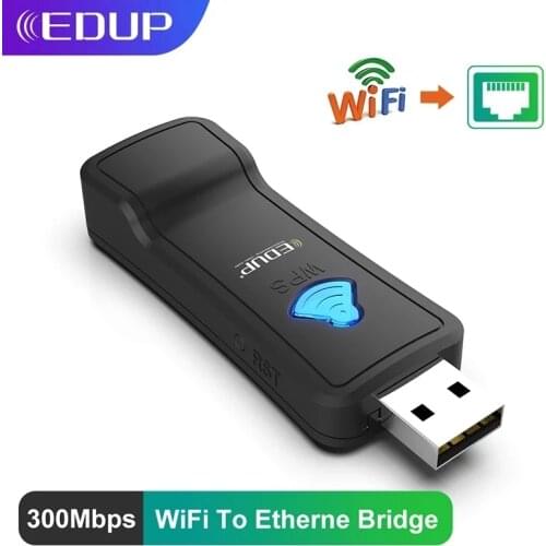 EDUP WiFi To Ethernet LAN Converter Bridge USB Port Wireless Repeater 300Mbps 2.4GHz with Lan Port Adapter For TV & Set Top Box