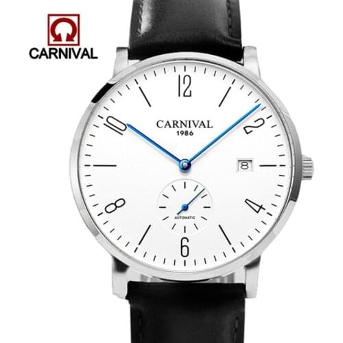 Carnival Brand Fashion Automatic Business Watch Man Luxury Calendar Mechanical Watches Ultra Thin Waterproof Relogio Masculino