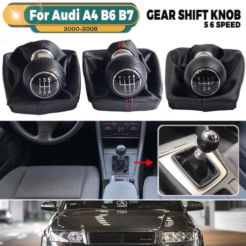 5/6 Speed Manual Gear Shift Knob Lever Gaiter Boot Cover For Audi A4 B6 B7 2000 2001 2002 2003 2004 2005 2006 2007 2008