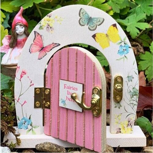Wooden Butterfly Door Decoration Fairy Gate Courtyard Wooden Miniature Fairy Tree Decoration objetos decorativos para a casa