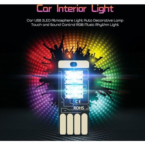 Car Touch and Sound Control Car LED Atmosphere Light Auto Decorative Lamp Car Styling RGB Music Rhythm Light with USB Socket