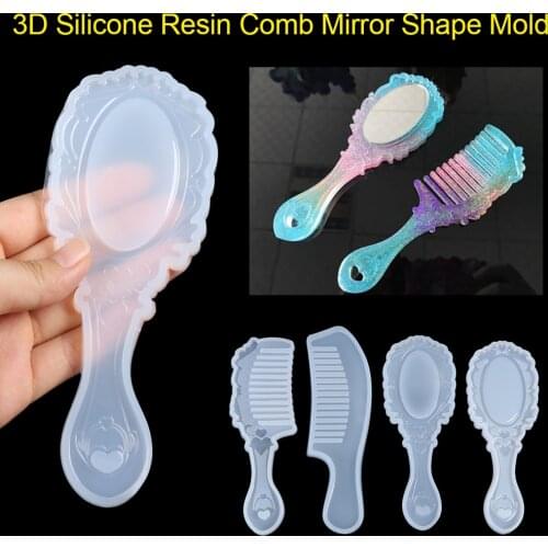 New Fashion 1PCS Combs Mirrors Craft DIY Transparent UV Resin Liquid Silicone Combination Molds for Making Jewelry Casting Craft