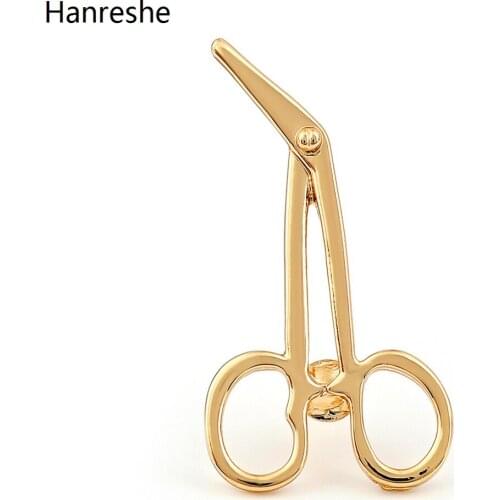 Hanreshe Silver-plated Surgical Pliers Medical Brooch Pins Metal Lapel Gold Scissors Badge Jewelry Accessories for Women Doctor