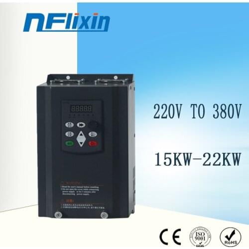 Inverter 15kw/18.5kw/22kw 1P-220V in and Output Real 3P-380V out household electric input and Three-phase 380V output VFD
