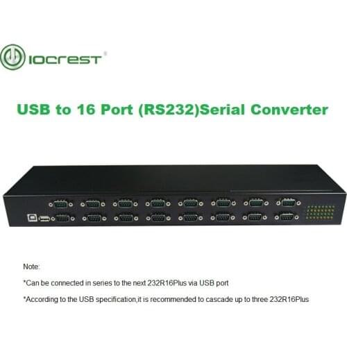 IOCREST USB 2.0 to 16 Ports RS232 DB9 9pin Converter Serial Multiplier Adapter Controller Hub FTDI Chipset