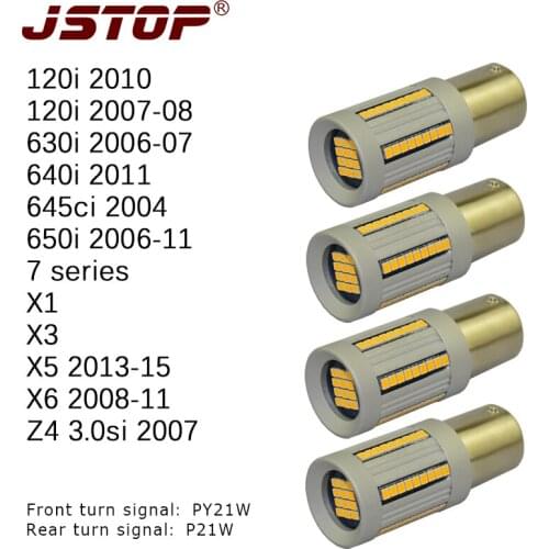 JSTOP 4PCS/set 120i 630i 640i 645ci X1X2X4X5X6 led Front Rear Turn Signal 12V P21W PY21W 1156PY canubs no errors led turn Lights