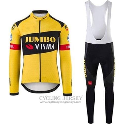 2021 JUMBO VISMA Long Sleeve Cycling Clothes Set team Jersey men suit Breathable outdoor sport wear bike MTB clothing 9D pad