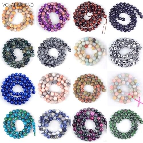 Wholesale Natural Amazonite Howlite Quartz Opal Aquamarines Stone Round Loose Beads For Jewelry Making 4-12mm Pick 30 Styles 15"