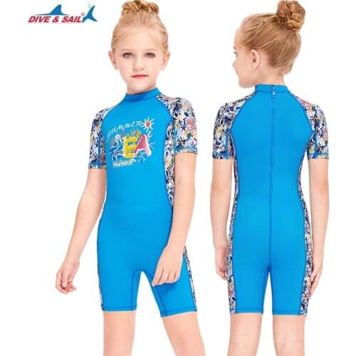 Swimsuit Girls Boys Rash Guard Toddler One Piece Swimwear Kids Swimming Bathing Suit Sunsuit UPF 50+ Zip up 3-10 Years