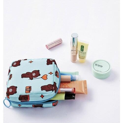 Small Cute Waterproof Cosmetic Bag Girl Cartoon Pattern Cosmetic Bag Lady Storage Bag Beautician Cosmetic Bag Sanitary Pad Bag