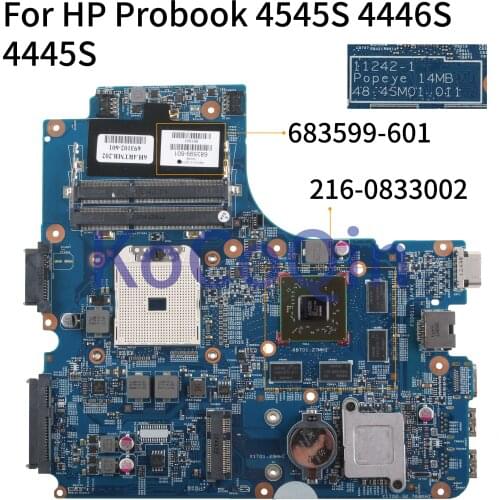 KoCoQin Laptop motherboard For HP Probook 4545S 4446S 4445S HD7650 2G 216-0833002 Mainboard 683599-001 683599-601 11242-1 tested