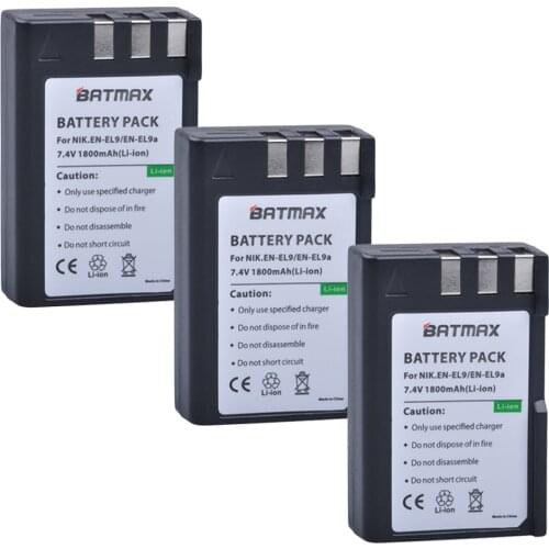 3Pcs 1800mAh EL 9a EL 9E ENEL9 EN-EL9 EN-EL9a EN-EL9E Battery Pack for Nikon D3000, D40, D40x, D5000, D60 Digital SLR Camera
