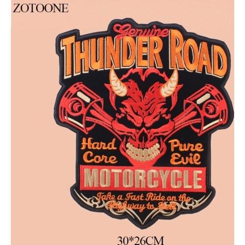 ZOTOONE Iron on Big Skull Patches for Clothes DIY Jackets Jeans Applique Embroidery Large Motorcycle Letter Punk Patch Stickers
