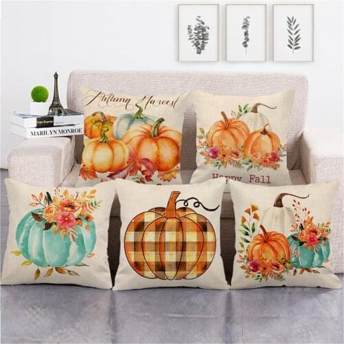 Fuwatacchi Halloween Pumpkin Print Pillowcase 45x45cm Family Living Room Festive Atmosphere Decoration Photo Print Cushion Cover