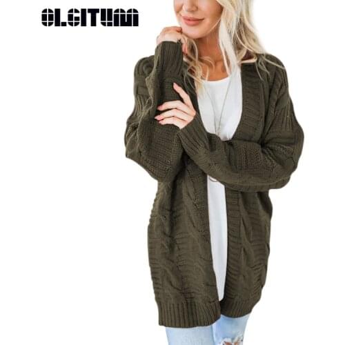 New 2020 Open Front Cardigan Sweaters Winter Women Sweater Knitted Long Sleeve Knitwear Girl Casual Outerwear Femme Tops