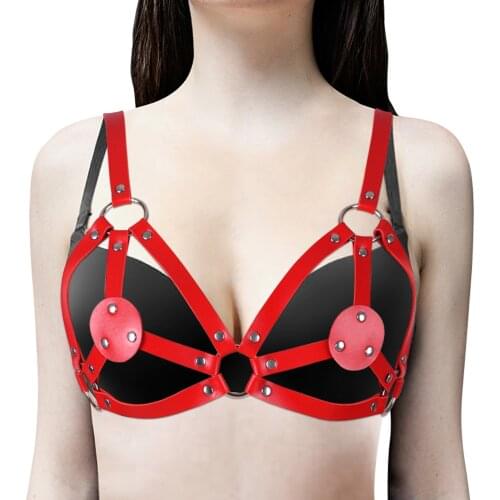 New Gothic Style Leather Bra Body Harness Chest Hollow Out Straps For Women Leather Punk Pole Dancing Underwear Jewelry Fetish