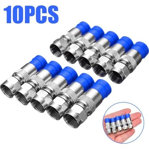 10pcs New Arrival RG6 F Compression Connector Coaxial Cable Compression Tool Durable Antennas F Connection Adapter Coax Cables