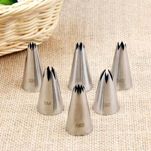 Wholesale 10 pcs/lot Medium Open Star Tips Stainless Steel Icing Piping Nozzles Cake Decorating Pastry Tip Sets Cupcake Tools