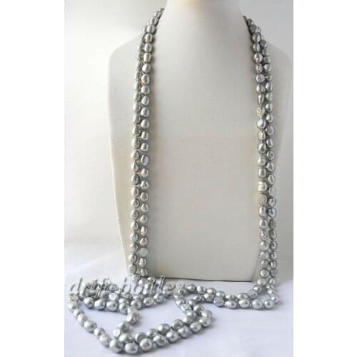 2Strands 50'' 11mm Gray Baroque Freshwater Pearl Necklace