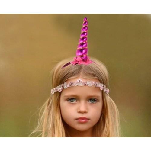 5 PC/lot Felt Padded Unicorn chiffon flower Headband For Girls And Kids Hair Accessories,DIY Unicorn Party hair accessory