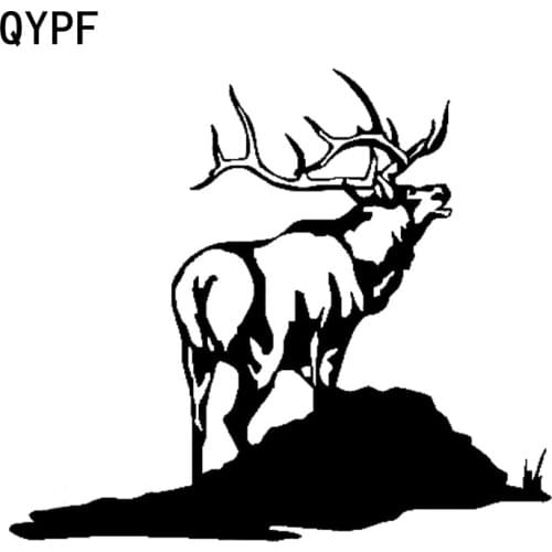 QYPF 17.4cm*15.2cm Exquisite Deer Stand For Mountains Interesting Vinyl Car Sticker Window Decal C18-0307