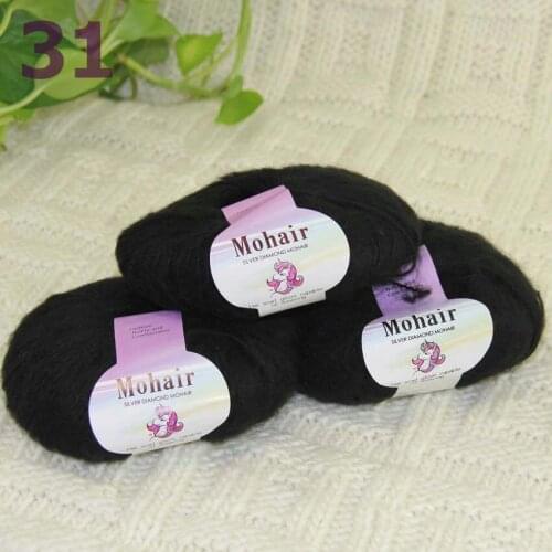 Sale New 3BallsX25g Luxury Soft Mohair Warm Wrap Shawl Hand Knit Crochet Yarn 291-31 Black