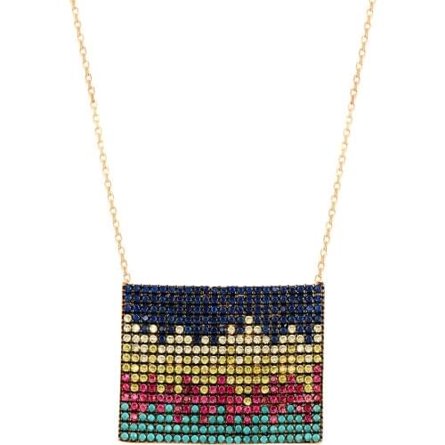 Multicolor Necklace Women Necklace Silver Necklace Rainbow New 925 Sterling Silver Necklace Collares De Fashion Bijoux Femme