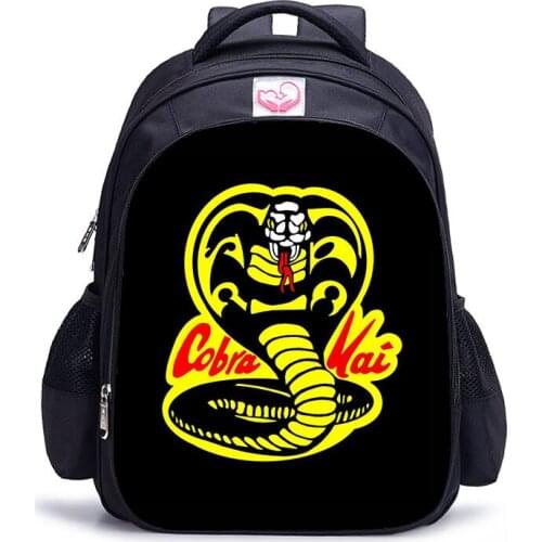 16 Inch Cobra Kai Backpack Children School Bags Boys Girls Daily Travel Backpacks Cartoon Software Mochilas