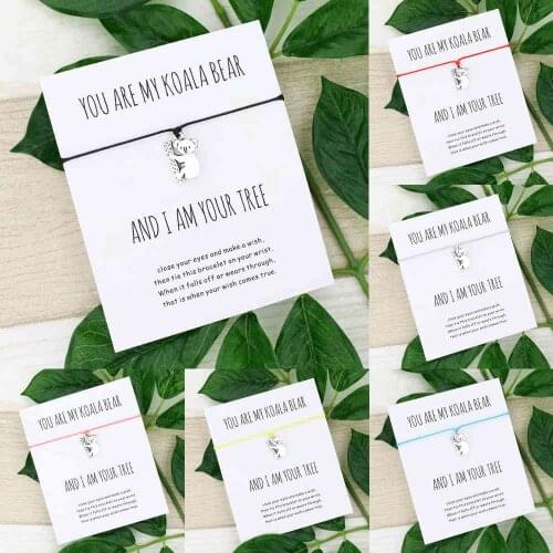 Lucky Koala Bracelet Cute Koala Charm Card Friendship Bracelets Koala Jewelry for Women Men Best Friend Gifts