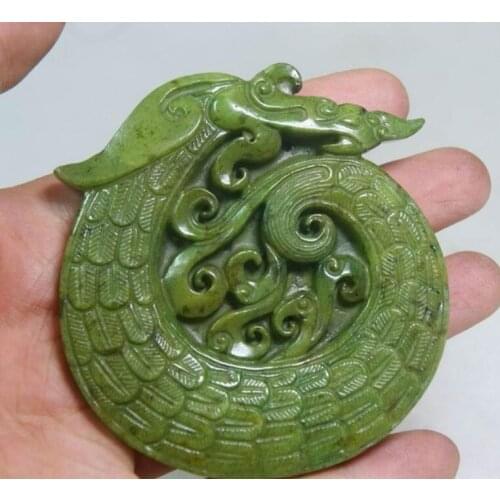 CHINESE OLD HANDWORK GREEN jades CARVED DRAGON PENDANT / Free Shipping
