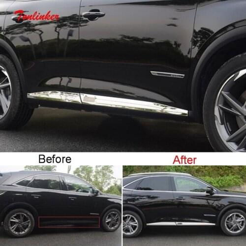 Tonlinker Exterior Car Door Edge Cover sticker for CITROEN DEESSE DS7 2018-20 Car Styling 4 PCS Stainless steel Cover Stickers