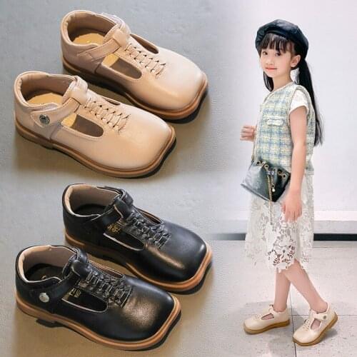 Baby and Toddler Black T-belt Leather Shoes Little Girls Pink Princess Dress Shoes Square Head Weave Flats Mary Jane Shoes GFT7