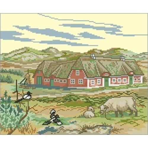 Manor under the dunes patterns Counted Cross Stitch 11CT 14CT 18CT DIY Chinese Cross Stitch Kits Embroidery Needlework Sets