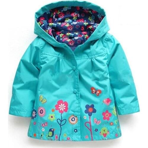 Spring Kids Jackets Girls Windbreaker Jacket Flowers Hooded Clothes Autumn Children Waterproof Coats Toddler Boys Clothes 2 4 6Y